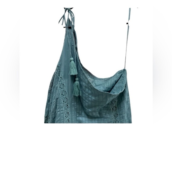 Free People Bella one shoulder Maxi dress teal full skirt - Picture 3 of 9